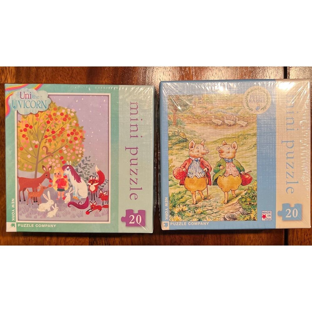 Uni the Unicorn & Peter Rabbit Forest Creatures Puzzle set of two NYPC 20 Piece